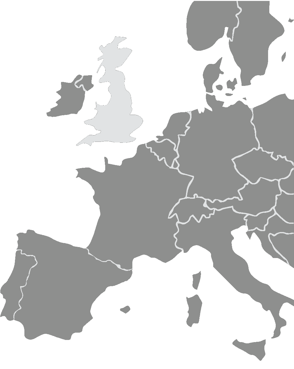 Map of western Europe with the ETP network location in the United Kingdom marked